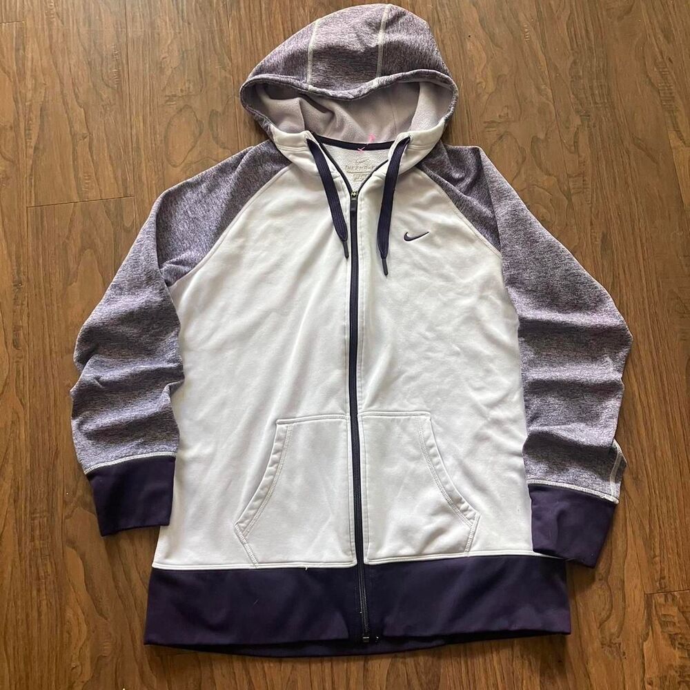 Nike Women's Purple and White Hoodie
